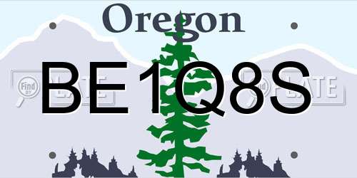 BE1Q8S Oregon License Plate