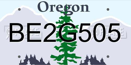 BE2G505 Oregon License Plate
