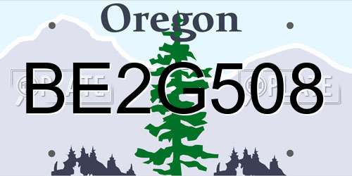BE2G508 Oregon License Plate
