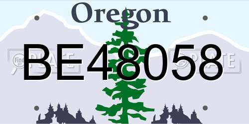 BE48058 Oregon License Plate