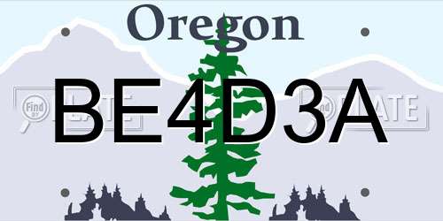 BE4D3A Oregon License Plate
