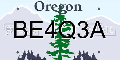BE4Q3A Oregon License Plate