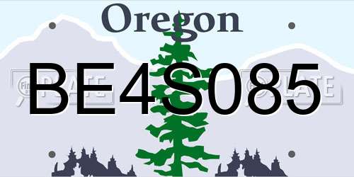 BE4S085 Oregon License Plate