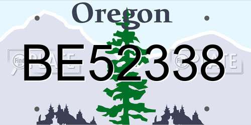 BE52338 Oregon License Plate