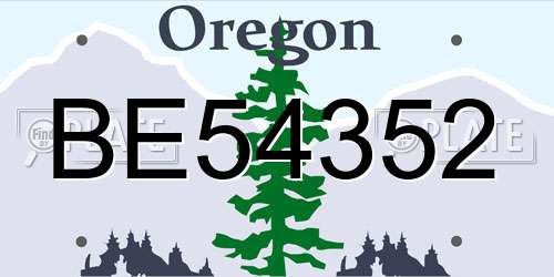 BE54352 Oregon License Plate