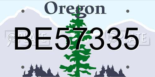 BE57335 Oregon License Plate