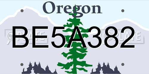 BE5A382 Oregon License Plate