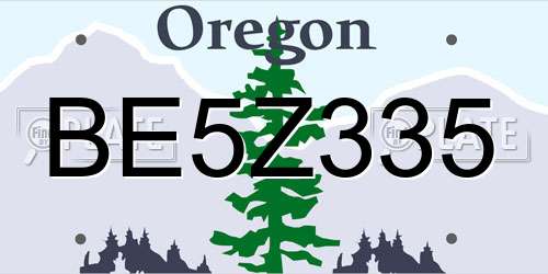BE5Z335 Oregon License Plate