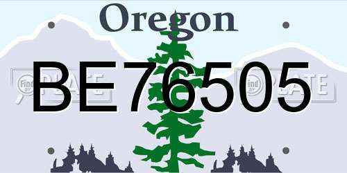 BE76505 Oregon License Plate
