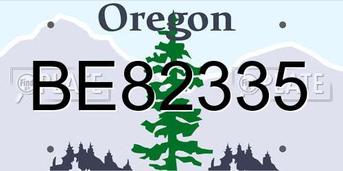 BE82335 Oregon License Plate