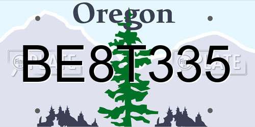 BE8T335 Oregon License Plate