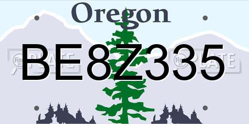 BE8Z335 Oregon License Plate