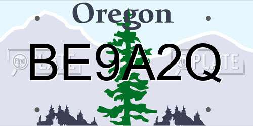 BE9A2Q Oregon License Plate