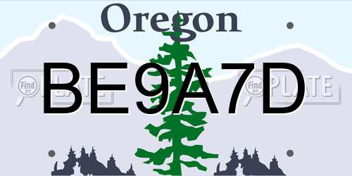 BE9A7D Oregon License Plate