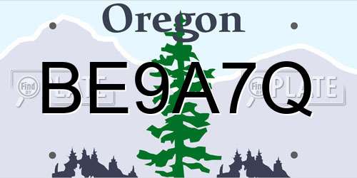 BE9A7Q Oregon License Plate