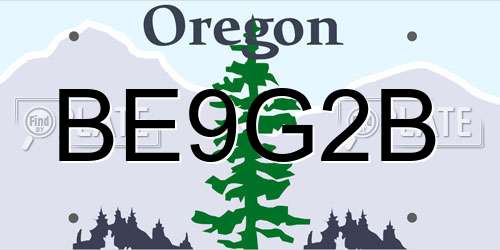 BE9G2B Oregon License Plate