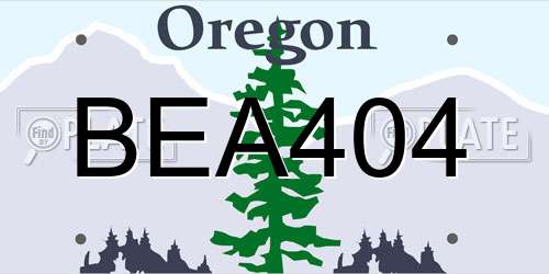 BEA404 Oregon License Plate