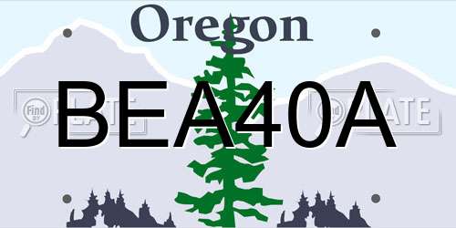 BEA40A Oregon License Plate