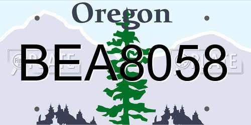 BEA8058 Oregon License Plate