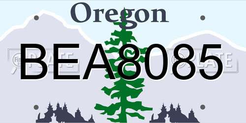 BEA8085 Oregon License Plate