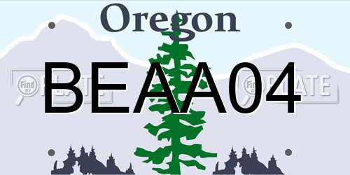 BEAA04 Oregon License Plate
