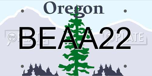 BEAA22 Oregon License Plate
