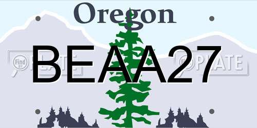 BEAA27 Oregon License Plate