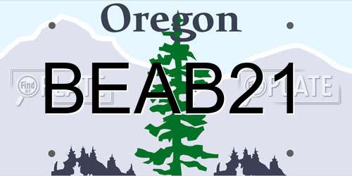BEAB21 Oregon License Plate