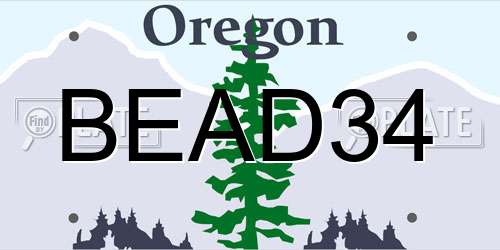 BEAD34 Oregon License Plate