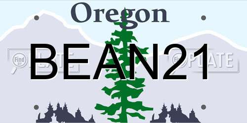 BEAN21 Oregon License Plate