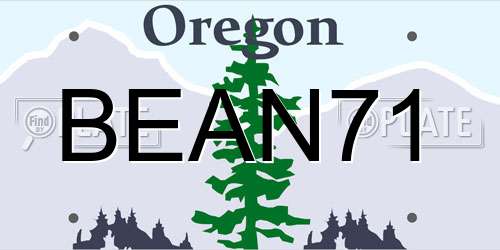 BEAN71 Oregon License Plate