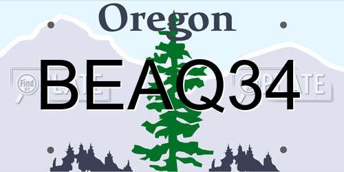 BEAQ34 Oregon License Plate