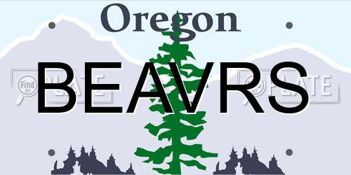 BEAVRS Oregon License Plate
