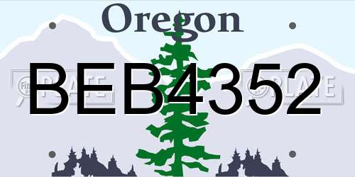 BEB4352 Oregon License Plate