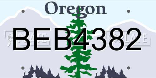 BEB4382 Oregon License Plate