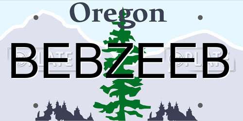 BEBZEEB Oregon License Plate