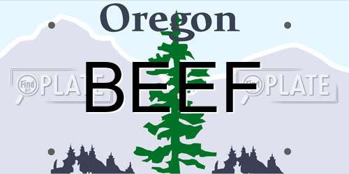 BEEF Oregon License Plate
