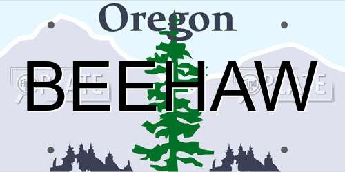 BEEHAW Oregon License Plate
