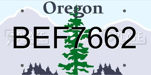 BEF7662 Oregon License Plate