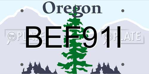 BEF91I Oregon License Plate