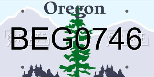 BEG0746 Oregon License Plate