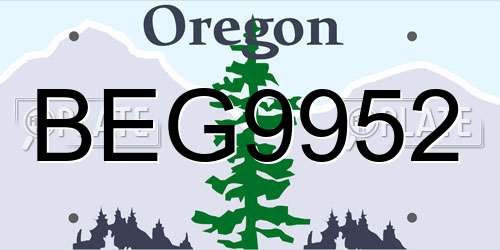 BEG9952 Oregon License Plate