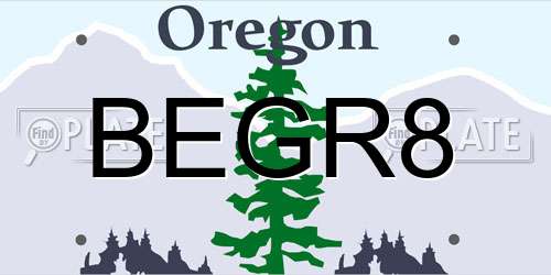 BEGR8 Oregon License Plate