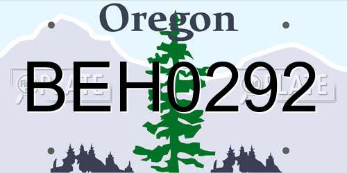 BEH0292 Oregon License Plate