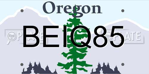 BEIQ85 Oregon License Plate