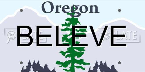BELEVE Oregon License Plate