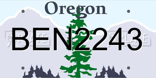 BEN2243 Oregon License Plate