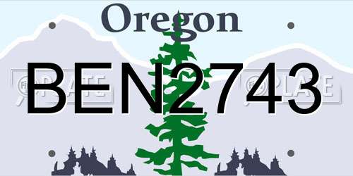 BEN2743 Oregon License Plate
