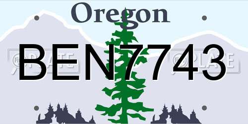 BEN7743 Oregon License Plate