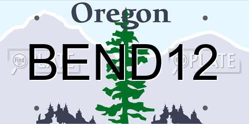 BEND12 Oregon License Plate